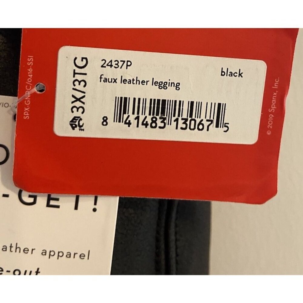 NWT Spanx Faux Leather Leggings Black Size 3X New - Picture 2 of 5